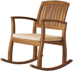 Christopher Knight Home Selma Acacia Rocking Chairs with Cushions, 2-Pcs Set, Teak Finish