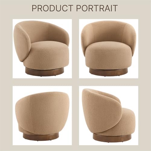 KISLOT Swivel Barrel Accent Chair, Boucle Fabric, Sand, 2-Pack | Modern Style, Upholstered, for Living Room/Bedroom/Waiting Room