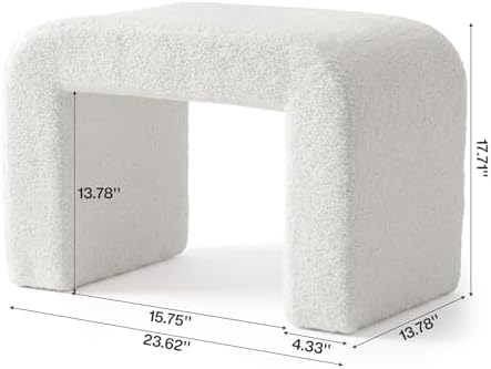 Tribesigns Vanity Stool Chair, Large Foot Stool Ottoman, Modern Foot Rest for Couch, Shoe Bench for Entryway, End of Bed Bench for Bedroom, Extra Seating for Living Room, Fully Assembly, White