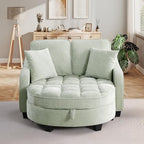 Oversized Chaise Lounge Chair Indoor with Adjustable Backrest, Chenille Tufted Comfy Loveseat Sofa Chair with Ottoman, Fluffy Recliner Sofa, Convertible Sleeper Couch Bed for Living Room(51"W, Cyan)