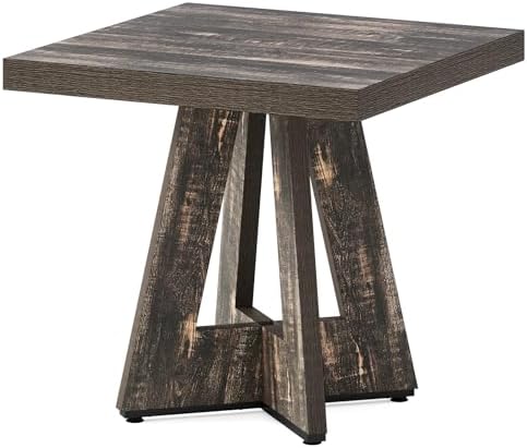 LITTLE TREE 31.5" Square Dining Table for 4, Small Space Kitchen Table with Pedestal Base, Farmhouse Wood Tables for Apartment, Dining Room & Living Room, Ideal for Cafe & Restaurant Use (Black Brown) | Pedestal Base, Farmhouse Wood Tables for Apartment