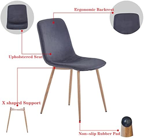 Velvet Dining Chairs Set of 4, Modern Kitchen Chairs, Metal Legs, Upholstered Dining Accent Side Chairs for Living Room Dining Room, Grey
