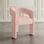 Jofran Gwen Jacquard Upholstered Accent Chair, Modern Luxury Plush Sculptural Armchair for Dining Room or Living Room, Chairs Living Room, Pink, Set of 4