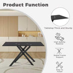 51.18" W Glass Dining Table Set for 4, Modern Rectangular Glass Kitchen Table with Black Table-top, 4 PU Leather Chairs with Black Legs, for Dining Room, Home - Dark Grey