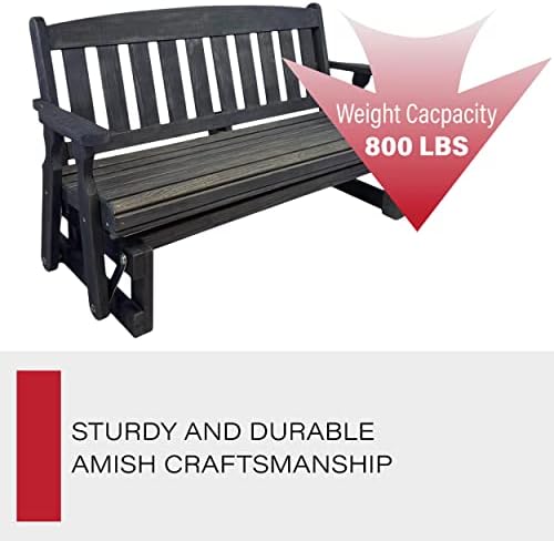 Amish Casual Heavy Duty 800 Lb Mission Pressure Treated Porch Glider (4 Foot, Semi-Solid Black Stain)