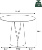 POVISON 35" Round Dining Table, Sintered Stone Top with Metal Pedestal Base, Modern Kitchen Table for Small Spaces, Seats 2-4,Pandora & Bronze(Table Only)