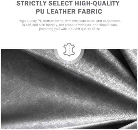 Leather Dining Chairs, Upholstered Dining Room Chairs, Grey, Set of 6 | Dining Chairs Set of 6, Leather Fabric, High Wing Back, Metal Pull Ring, Wood Frame, Mid Century Modern