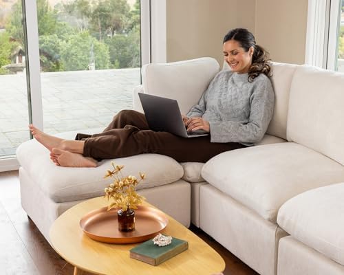VANOMi Large Modular Sectional Sofa Bed, Comfy Couch Sleeper Ottoman, Beige | Convertible,Washable,Removable Cover,Modern,Comfortable