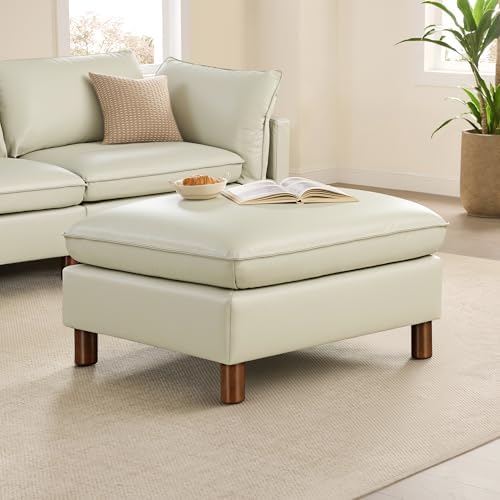 CHITA 161" Leather Super Large Sectional Couches for Living Room, Modular Cloud Sofa, Premium Genuine Leather Sofa, Down Filled, High Density Foam, Real Leather in Cream, 6 Seat U Shaped