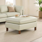 CHITA 161" Leather Super Large Sectional Couches for Living Room, Modular Cloud Sofa, Premium Genuine Leather Sofa, Down Filled, High Density Foam, Real Leather in Cream, 6 Seat U Shaped