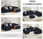 Oversized Cloud Sleeper Couch 9 Seater Modular Sectional Sofa Blue | Modern Chenille Wide Deep Seat Sofa Bed, Comfy Luxury Couches for Living Room, Bedroom, Apartment, No Tool Assembly