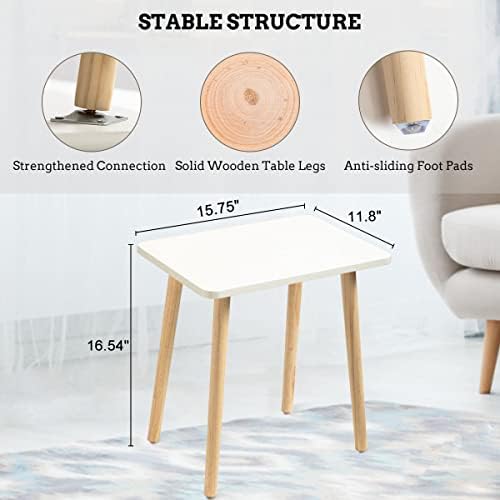 FORAOFUR Small Side Table, Modern Wood Mini Coffee Table, Easy Assembly Compact End Table for Living Room Bedroom Sofa, Minimalist White Accent Furniture for Small Spaces
