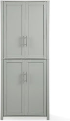 Pemberly Row Tall Wood Pantry Cabinet with Adjustable Shelves, MDF and Birch Veneer, Gray and Nickel Finish, Shaker-Style Doors, 67 in H x 28 in W x 15 in D, Kitchen, Bathroom, or Home Organization