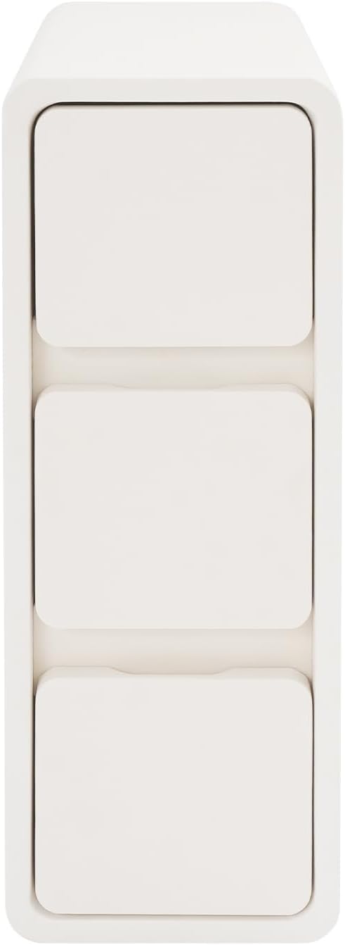 3 Tier Narrow Nightstand,Modern Bedside Table with Drawers,Sofa Side Table Table with Storage for Small Spaces,Bedroom,Living Room,White