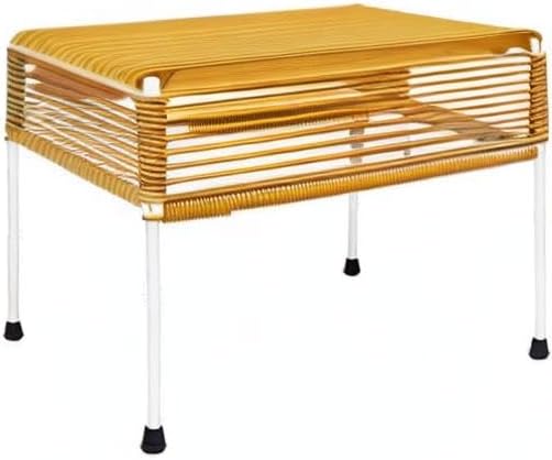 Innit 08-02-13 Adam Caramel Weave Ottoman with White Frame, Multi-Colour