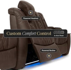 Seatcraft Diamante Home Theater Seating Brown Row of 2 | Italian Leather, Wall Hugger, Zero Gravity, Powered Headrest, Power Recline, Zero Gap, USB charging