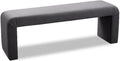Meridian Furniture Minimalist Collection Modern | Contemporary Velvet Upholstered Bench, 53" W x 14.75" D x 18.25" H, Grey