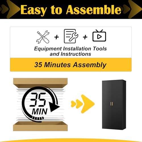 Steeloong 60"Metal Pantry Storage Cabinet with Doors & 4 Adjustable Shelves | Kitchen Pantry Cabinet,Black Kitchen Cabinet with 2 Gold Handles,Tall Cabinet for Livingroom,Pantry, Bathroom,Kitchen,Garage
