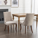 Fabric Dining Chairs Set of 6, High Back Upholstered Kitchen & Dining Room Chairs with Solid Wood Legs, Mid Century Modern, Sillas de Comedor (Beige, 6 Pcs)