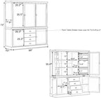 VilroCaz Freestanding Large Kitchen Pantry, Wooden Kitchen Organizers and Storage Kitchen Cabinet with 4 Drawers, Cupboard, 5 Doors, Adjustable Shelves for Dining Room (White-3.15)