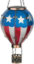 Regal Art & Gift Hot Air Balloon Solar Lantern – Hanging Solar-Powered LED Lights, Waterproof Portable Decorative Outdoor Lamp Made of Metal & Glass for Garden, Patios & Pathway – Americana (Large)