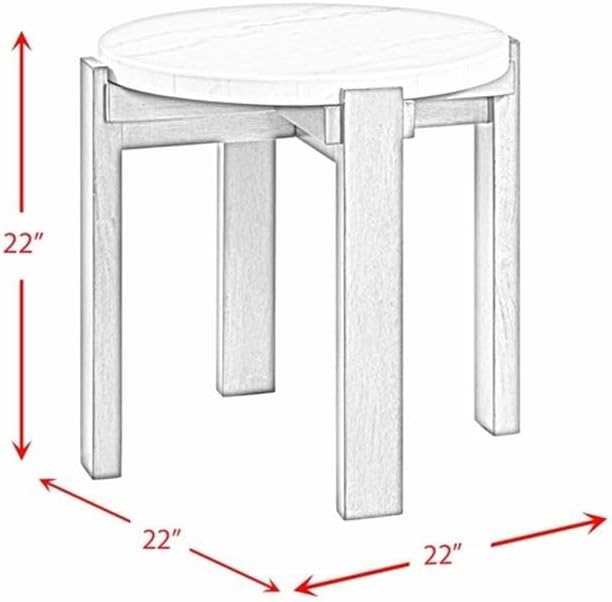 Pemberly Row Contemporary Round End Table, 24 in x 24 in x 24 in, Gray Base with White Natural Marble Top, Solid Wood Legs, Circular Design, Modern Transitional Style for Living Room or Bedroom