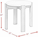 Pemberly Row Contemporary Round End Table, 24 in x 24 in x 24 in, Gray Base with White Natural Marble Top, Solid Wood Legs, Circular Design, Modern Transitional Style for Living Room or Bedroom