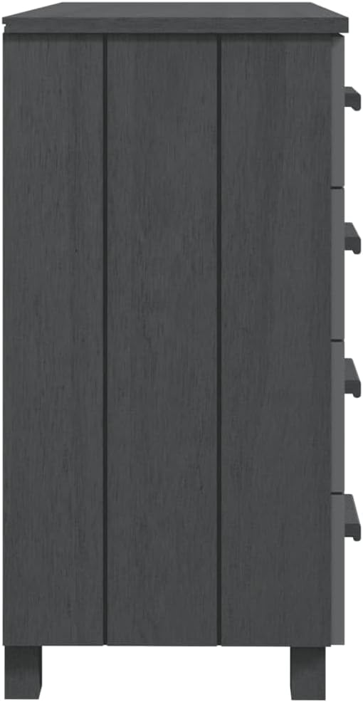 Dark Grey Solid Pine Wood Medium Sideboard with 5 Drawers, Modern Storage Cabinet for Living Room Dining Area Hallway, Sturdy Construction Wall Mountable, Ample Storage Space