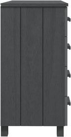 Dark Grey Solid Pine Wood Medium Sideboard with 5 Drawers, Modern Storage Cabinet for Living Room Dining Area Hallway, Sturdy Construction Wall Mountable, Ample Storage Space