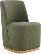 CHITA Upholstered Rolling Dining Chair on Casters Set of 2, FSC Certified Modern Fabric Dining Chair with Casters, Boucle Dining Chairs for Reading Room Kitchen Dining Room, Moss Green