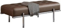 Modern Bed End Stool Shoe-Changing Bench Stainless Steel Long Leather Minimalist Bedside Entryway(Brown,Medium)