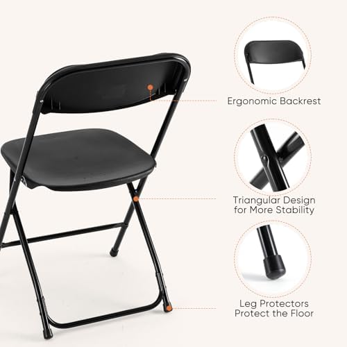 DUMOS Folding Chairs Sets of 20, Portable Chairs, Home Office | 330lbs Stackable Fold Up for Indoor Outdoor Patio Camping Party Garden Wedding, Black