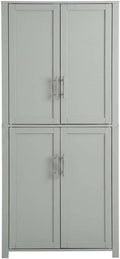 Furnifact Gray Tall Kitchen Storage Pantry, MDF Birch Veneer, Adjustable Shelves, Freestanding Pantry Cabinet for Kitchen Dining