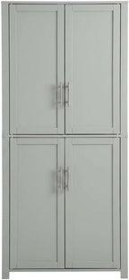Furnifact Gray Tall Kitchen Storage Pantry, MDF Birch Veneer, Adjustable Shelves, Freestanding Pantry Cabinet for Kitchen Dining