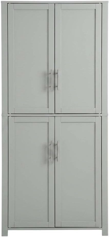 Furnifact Gray Tall Kitchen Storage Pantry, MDF Birch Veneer, Adjustable Shelves, Freestanding Pantry Cabinet for Kitchen Dining