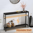 Timberer Narrow Console Table, 47 Inch Sofa Table with Adjustable Shelf | 2-Tier Long Skinny Table for Hallway, Entryway, Living Room, Foyer, Black