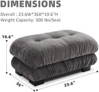 Upholstered Ottoman Footstool with Cushion for Sectional Sofa Couch 300lbs for Living Room,Chenille Fabric(Grey)