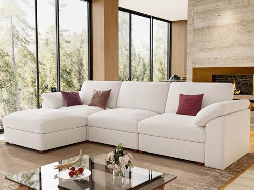 EASE MOOSE Sectional Modular Sofa,Oversized L Shape Sectional Couch Wide Deep seat Sectional Sofa,Comfortable White Modular Sofa