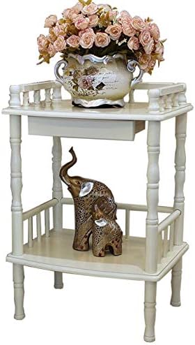 Telephone Table, European-Style Living Room Solid Wood Telephone Stand,Small Square Coffee Table,Sofa Side Table with Drawers,Side Table (