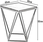 Telephone Table, Square Marble Side Table Nordic Modern Living Room Bedroom Corner Table Telephone Table Bedside Table Balcony Iron Art Coffee Table,15.7"×15.7(White