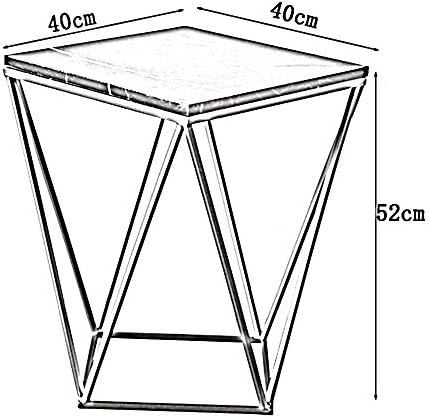 Telephone Table, Square Marble Side Table Nordic Modern Living Room Bedroom Corner Table Telephone Table Bedside Table Balcony Iron Art Coffee Table,15.7"×15.7(White