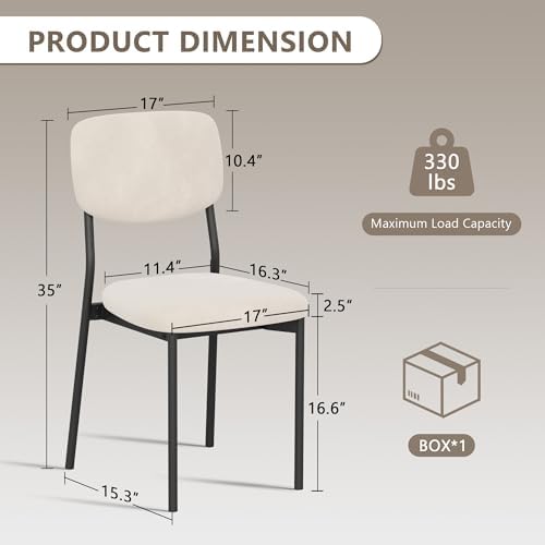 Einhomn Upholstered Dining Chairs Set, Modern Stackable Dining Room Chairs with Soft Velvet Backrest, Kitchen Chairs with Sturdy Metal Legs for Living Room, Restaurant, Set of 2,Cream Beige