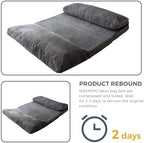 MAXYOYO Folding Sofa Bed, Extra Thick and Long Floor Sofa Convertible Chair with Washable Cover, Floor Couch Lounge Bean Bag Bed for Living Room, Dark Grey, 54x91 Inch | Extra Thick with Washable Cover, Chaise Lounge, Bean Bag Couch Bed for Bedroom