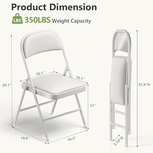 Folding Table and Chairs Set for 4, 36 Inch Foldable Card Table with Carrying Handle & 4 PU Leather Padded Folding Chairs, Portable Indoor Outdoor Dining Table Set for Picnic, Camping, RV, Game Night