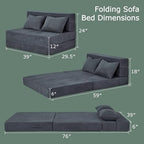 Folding Sofa Bed, Convertible Sleeper Chair Bed, Floor Sofa with Bag | Fold out chair bed/ couch bed, Foam floor futon sofa bed with pillow for guest/ visitor use as temporary floor bed, for adult