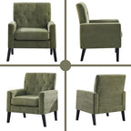 Mid Century Modern Accent Chairs Set of 2, Green Chenille Office Chair for Reception - Tufted Upholstered Club Chair for Living Room, Bedroom, or Waiting Room