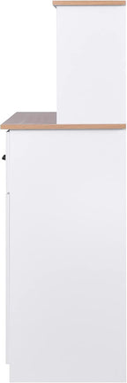 Kitchen Pantry Storage Cabinet Bar Cabinet Cupboard with Storage Drawers and Adjustable Shelf, Microwave Cabinet with Open Space for Kitchen Dining Room Living Room, White