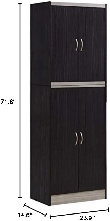 Home Square 4 Shelf Kitchen Pantry Set in Chocolate-Grey (Set of 2)
