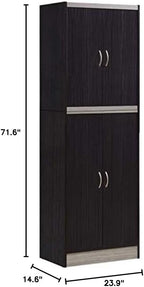 Home Square 4 Shelf Kitchen Pantry Set in Chocolate-Grey (Set of 2)