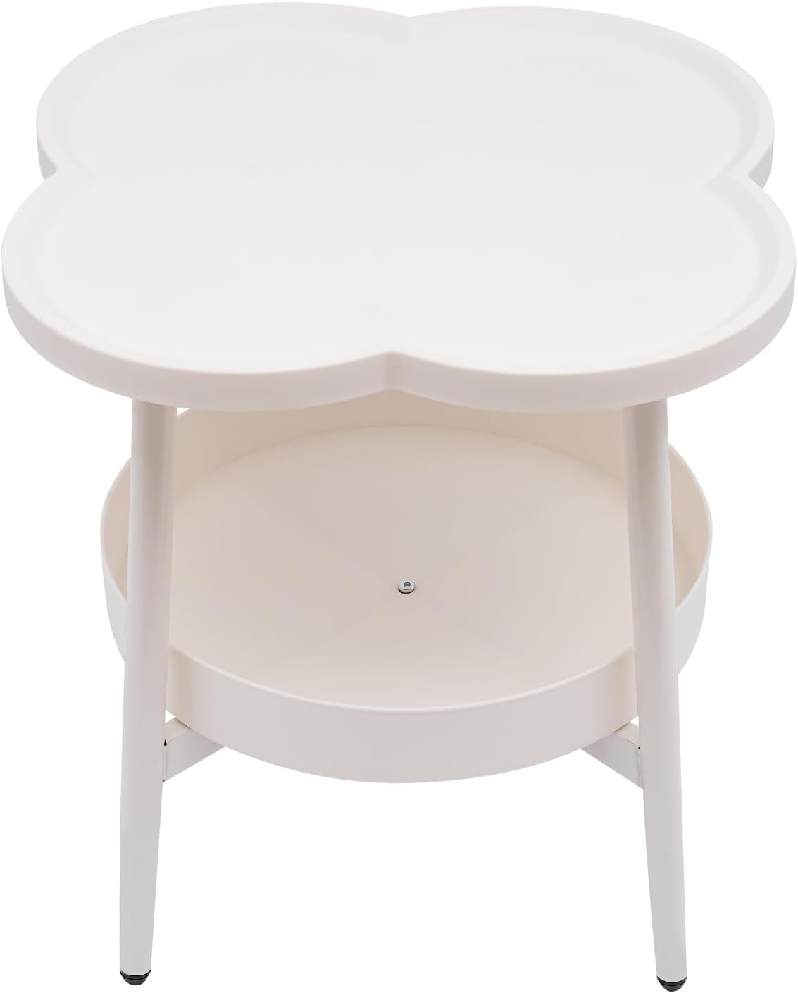 End Table Sofa & Console Flower Shape Snack Side Table with Stand Modern Decorative Side Coffee Table with Load-Bearing 110lbs for Home Bedroom Living Room Kitchen (White)